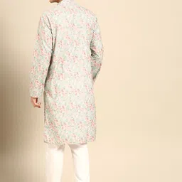 MANQ Abstract Printed Mandarin Collar Long Sleeve Straight Kurta image 4