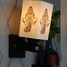 Gojeeva Black & White 2 Pieces Printed Wooden Rectangle Shaped Wall Lamps-picture-33