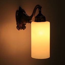 VAGalleryKing White & Gold-Toned Glass Elephant Design Cylinder Shaped Wall Lamp-29