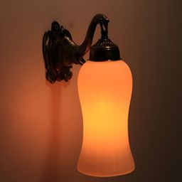 VAGalleryKing White Bell Shaped Antique Elephant Design Glass Wall Lamp-image-93