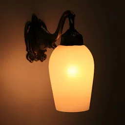 VAGalleryKing White & Metallic Toned Bell Shaped Antique Elephant Design Glass Wall Lamp-image-93