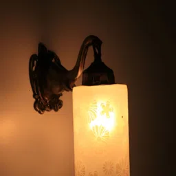 VAGalleryKing White & Gold-Toned Textured Glass Cylinder Shaped Elephant Design Wall Lamp-picture-12