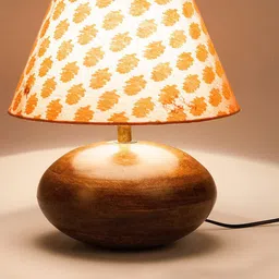 Fabindia Achal Pink & Beige Printed Frustum Table Lamp-57