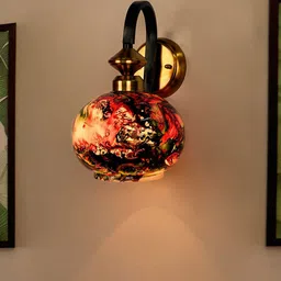 Fos Lighting Black & Gold-Toned Marble Glass Globe Wall Lamp-picture-29