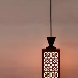 Gojeeva Red Wood Square Shaped Wall Lamp image 4