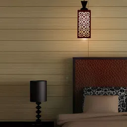 Gojeeva Red Wood Square Shaped Wall Lamp image 2