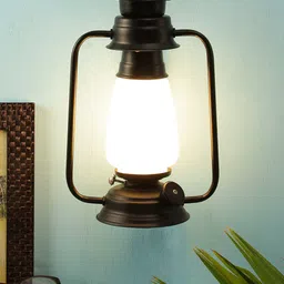 Devansh White & Black Milky Glass Wall Mounted Lantern-57