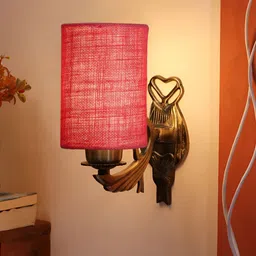 Aura Pink Metal Traditional Cylinder Shaped Wall Lamp-image-83