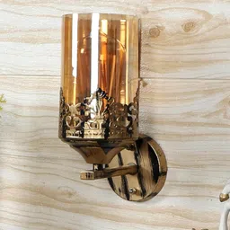 MFD HOME FURNISHING Gold-Toned  Textured Wall Antic Glass Wall Lamp-image-99
