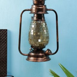 Devansh Copper & Gold-Toned Mosaic Glass Wall Mounted Lantern-41