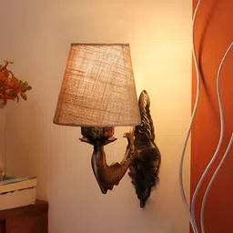 Aura Beige Textured Metal Traditional Abstract Shaped Shaped Wall Lamp-17