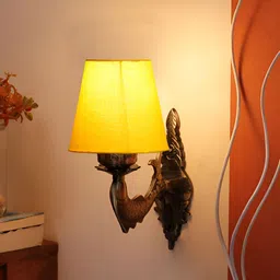 Aura Yellow & Brown Metal Traditional Abstract Shaped Shaped Wall Lamp-17