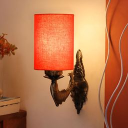 Aura Orange & Brown Metal Traditional Abstract Shaped Shaped Wall Lamp-image-44