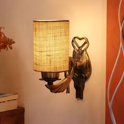 Aura White & Black Textured Metal Traditional Abstract Shaped Shaped Wall Lamp-7