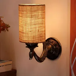 Aura Beige Metal Traditional Cylinder Shaped Wall Lamp-image-92