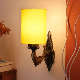 Aura Yellow Metal Traditional Cylinder Shaped Wall Lamp-28