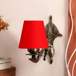 Aura Red Metal Traditional Cylinder Shaped Wall Lamp-9