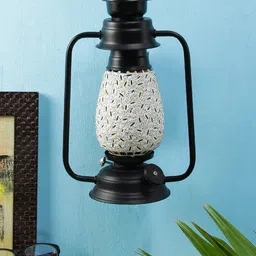 Devansh Black & White Mosaic Glass Wall Mounted Lantern-44