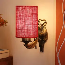 Aura Maroon & Black Metal Traditional Abstract Shaped Shaped Wall Lamp-0