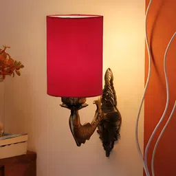 Aura Red Metal Traditional Cylinder Shaped Wall Lamp-12