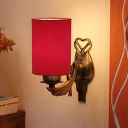 Aura Red Metal Traditional Cylinder Shaped Wall Lamp-11