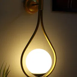 MFD HOME FURNISHING Gold-Toned & White Solid Wall Lamps-image-99