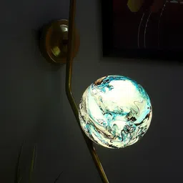 MFD HOME FURNISHING Gold-Colored & Blue Printed Wall Lamps-image-101
