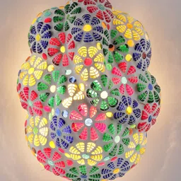 Devansh Multicolor Ganesh Ji Glass Wal mounted Lamp image 2