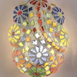 Devansh Multi-colored Ganesh Ji Glass Wall mounted Lamp image 2