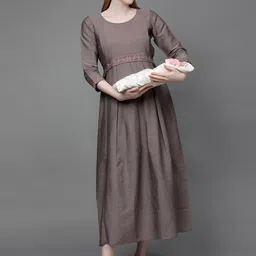 DUMMY SHAPE Maternity Pure Cotton Maxi Dress With Belt-47