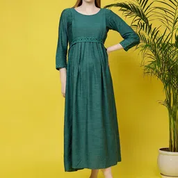 DUMMY SHAPE Maternity Pure Cotton Maxi Dress With Belt-12