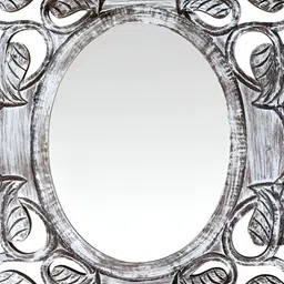 VAS collection home Grey Floral Patterned Wooden Wall Mirror-42