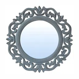 VAS collection home Grey Floral Patterned Wooden Wall Mirror-20