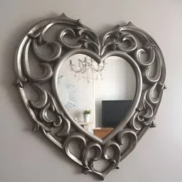 VAS collection home Grey Floral Patterned Wooden Wall Mirror-38