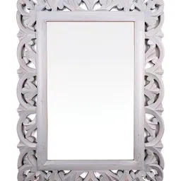 VAS collection home Grey Floral Patterned Wooden Wall Mirror-image-82