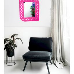 VAS collection home Pink Floral Patterned Wooden Wall Mirror-46