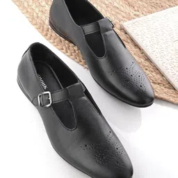 Anouk Men Black Perforated Buckled Formal Mojaris-picture-27