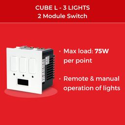 Dott Systems Modular Remote Control Switch Cube L for 3 Lights | One Way Wireless Smart Switch | A Home Automation Device for Home and Office | Modular Remote image 2