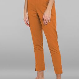 Janasya Women Mustard Formal High-Rise Cotton Trousers-image-46