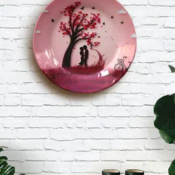 JIKRAA Pink & Black Couple Ceramic Wall Plate-26