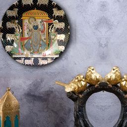 JIKRAA Black & Beige Pichwai Art Ceramic Wall Plate-picture-4