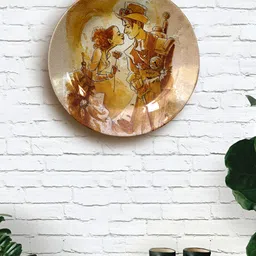 JIKRAA Beige & Brown Couple Ceramic Wall Plate-21