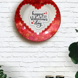 JIKRAA Red & White Happy Valentine's Day Ceramic Wall Plate-25