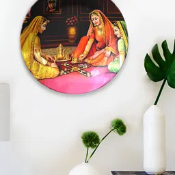 JIKRAA Brown & Red Printed Jikraa-Rajasthani Ceramic Wall Plate-50