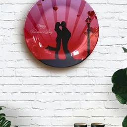 JIKRAA Pink & Red Couple Ceramic Wall Plate-14