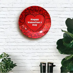 JIKRAA Red & White Floral Happy Valentines Day Ceramic Wall Plate-43