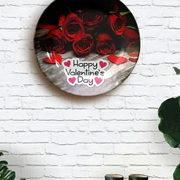 JIKRAA Red & Black Happy Valentine's Day Ceramic Wall Plate-12