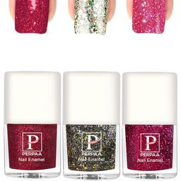 PERPAA Set Of 3 Glitter Light Reflective UV Gel Nail Polish 5ml Each - Shades 90-91-96-70