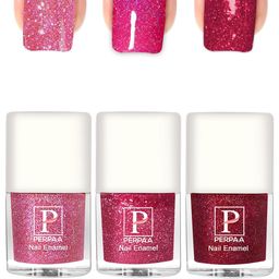 PERPAA Set Of 3 Glitter Light Reflective UV Gel Nail Polish 5ml Each - Shades 97-98-90-19