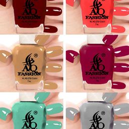 AQ FASHION Set Of 6 Glossy Quick Dry Nail Polish - 7 ml Each-image-40